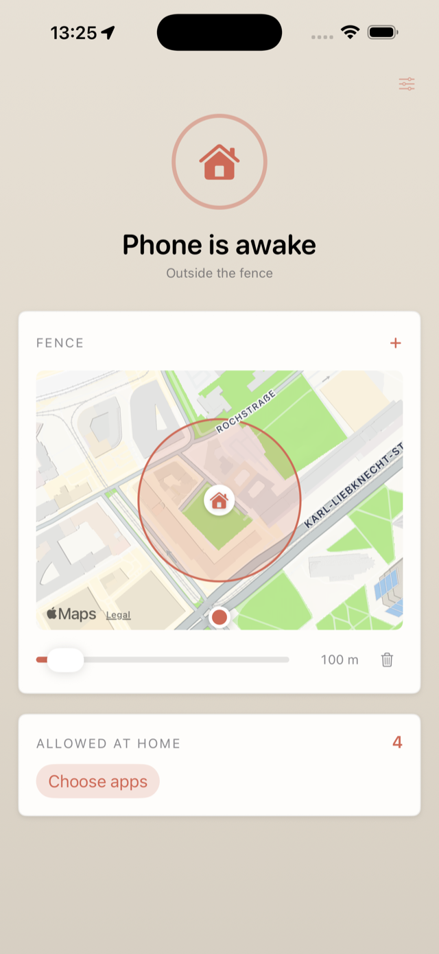 heim showing 'Phone is awake' outside the quiet zone